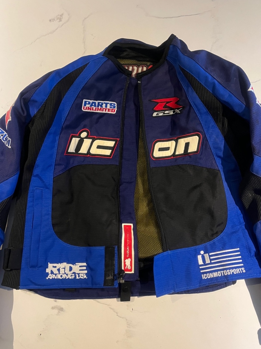 ICON Blue and Black Racing Motorcycle Jacket